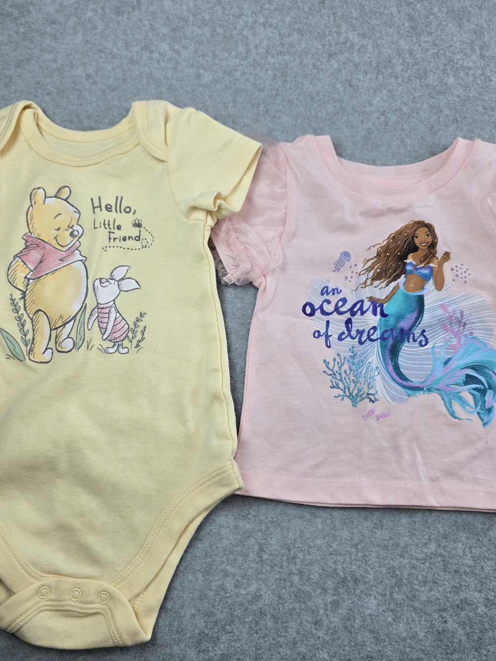 Disney Set of 2 Winnie the Pooh One-Piece And Little Mermaid T Shirt 12 Months
